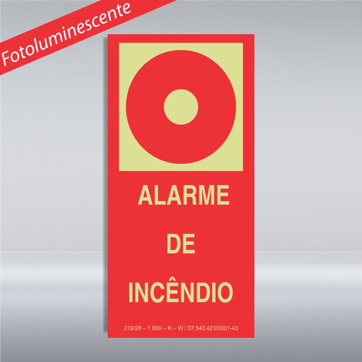 PLACA ALARME DE INCÊNDIO - PVC - FOTOLUMINESCENTE